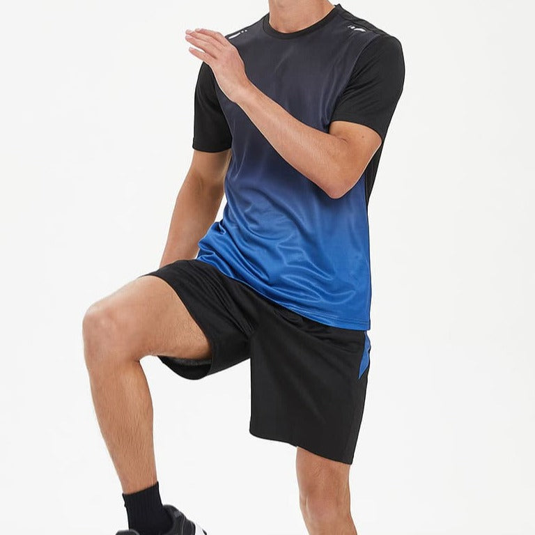 Cool Crew Neck Fitness Short Sleeve Running T-Shirt and Shorts Set