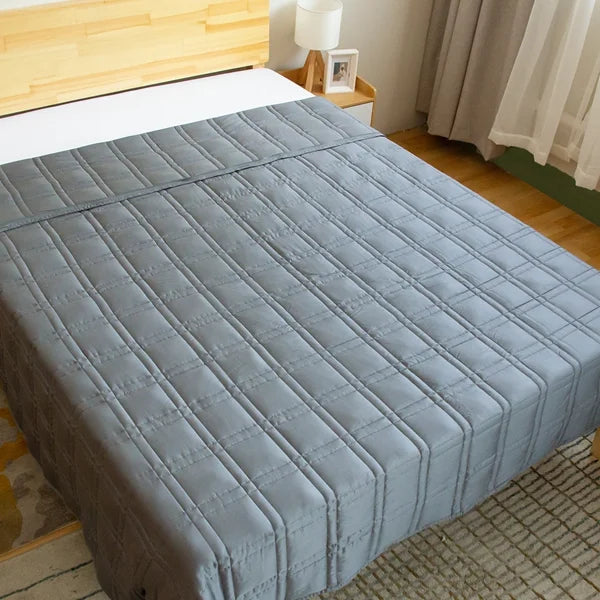 Grey Weighted Blanket - Solid Grid Design