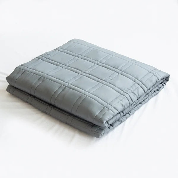 Grey Weighted Blanket - Solid Grid Design