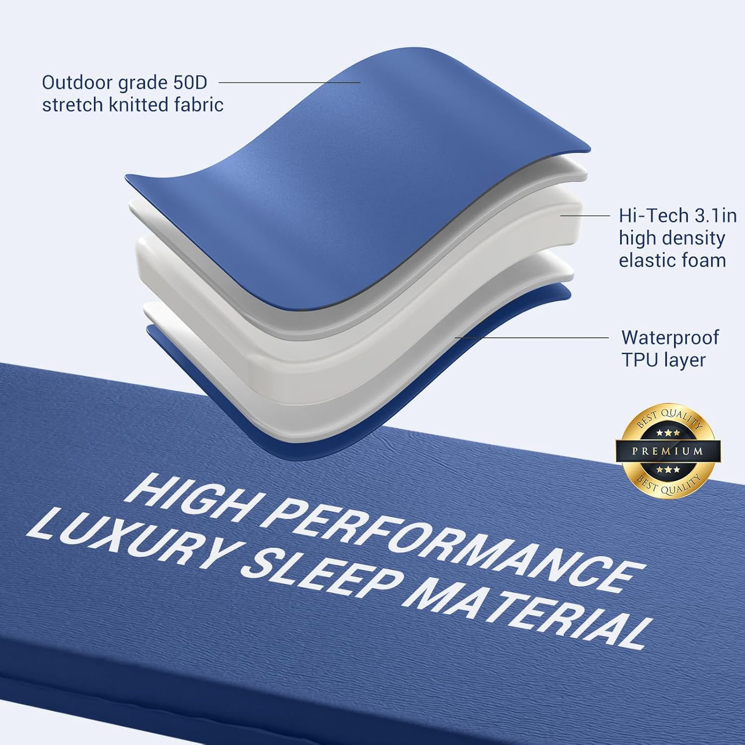 Self Inflating Sleeping Pad, 3.1" Ultra-Thick Memory Foam Camping Pad