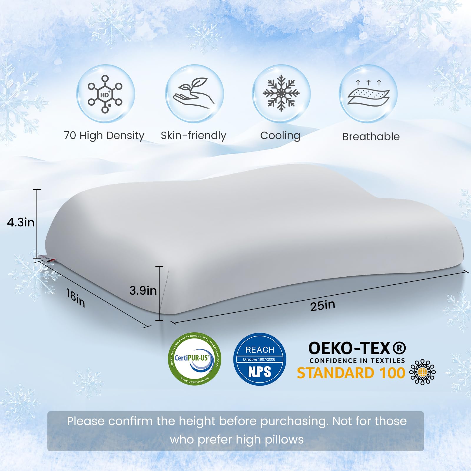 Zero-Pressure Cervical Pillow with Cooling Technology & 70D Memory Foam