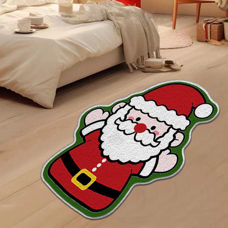 Christmas Floor Mat with Multiple Type Gingerbread Man Christmas Tree Santa Claus Gifts