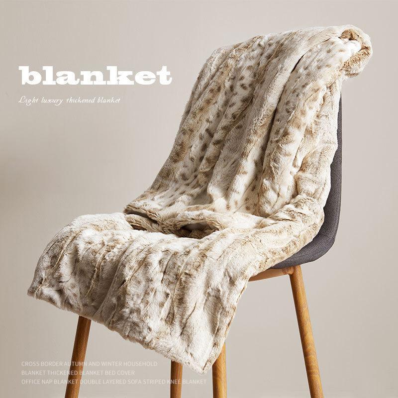 Autumn and Winter Thick Blanket Double Layer Leopard Print Blanket