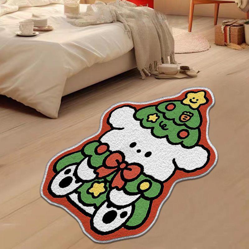 Christmas Floor Mat with Multiple Type Gingerbread Man Christmas Tree Santa Claus Gifts