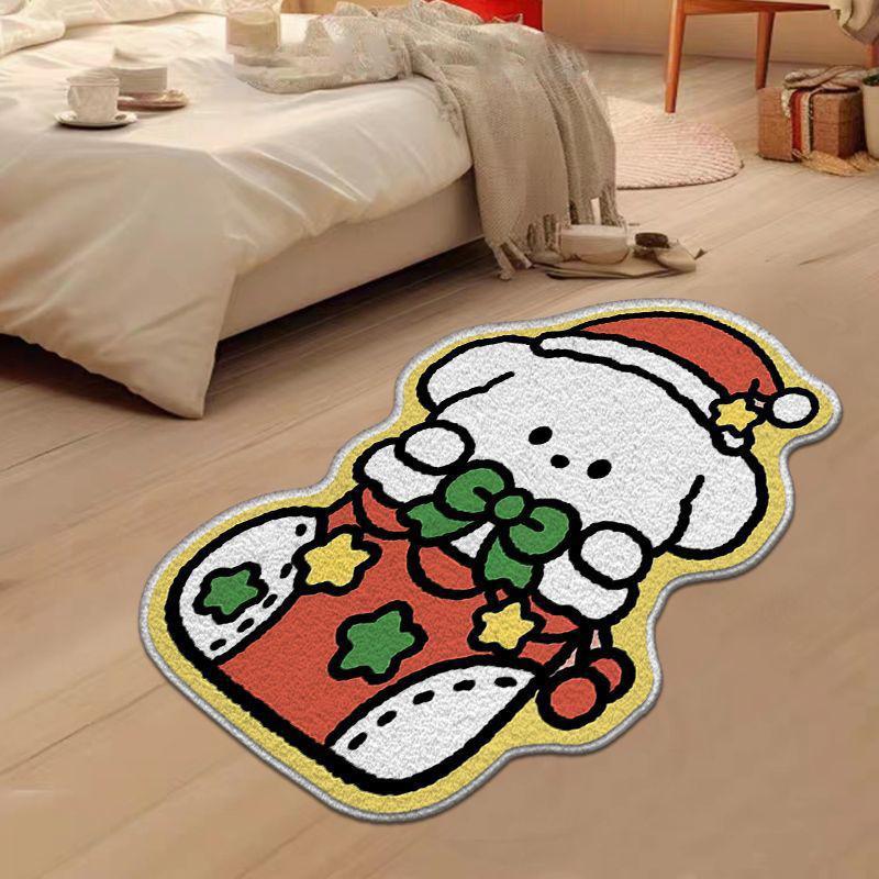 Christmas Floor Mat with Multiple Type Gingerbread Man Christmas Tree Santa Claus Gifts