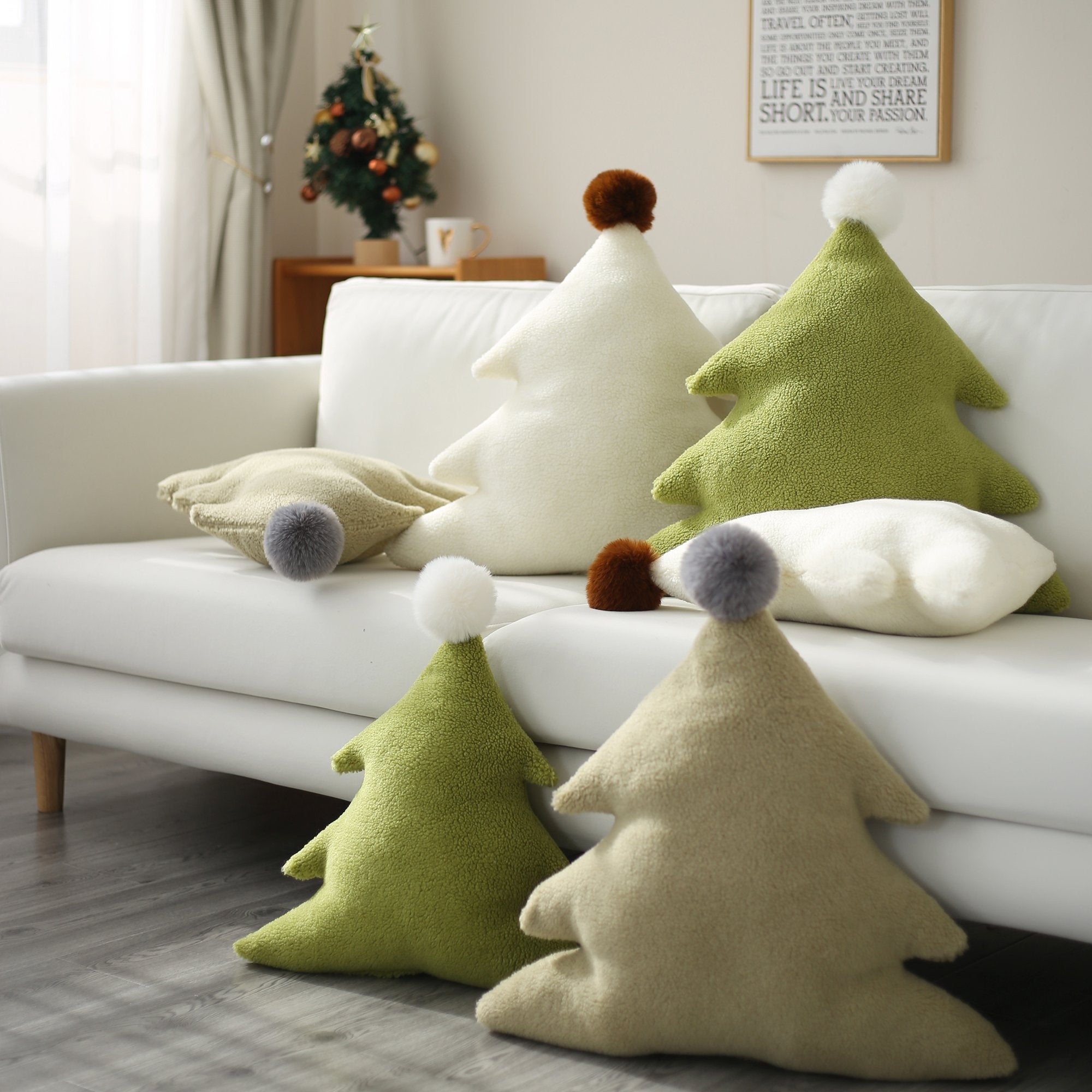 Christmas Tree Pillow Sofa Living Room Plush Cushion Nap Pillow Christmas Holiday Gift