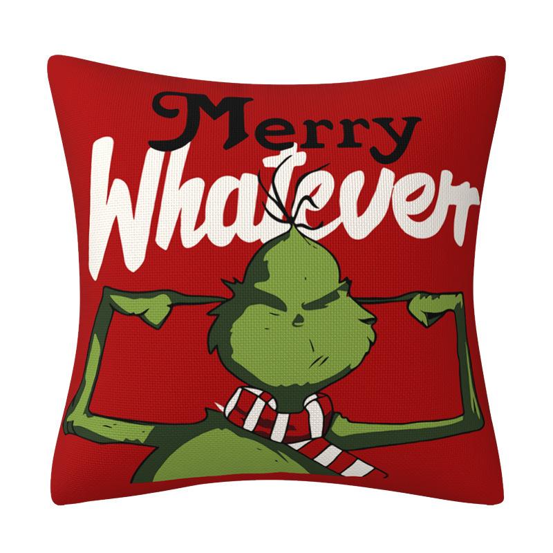 Grinch Christmas Pillowcase Home Christmas Decoration Cushion Sofa Pillowcase 2 Pack