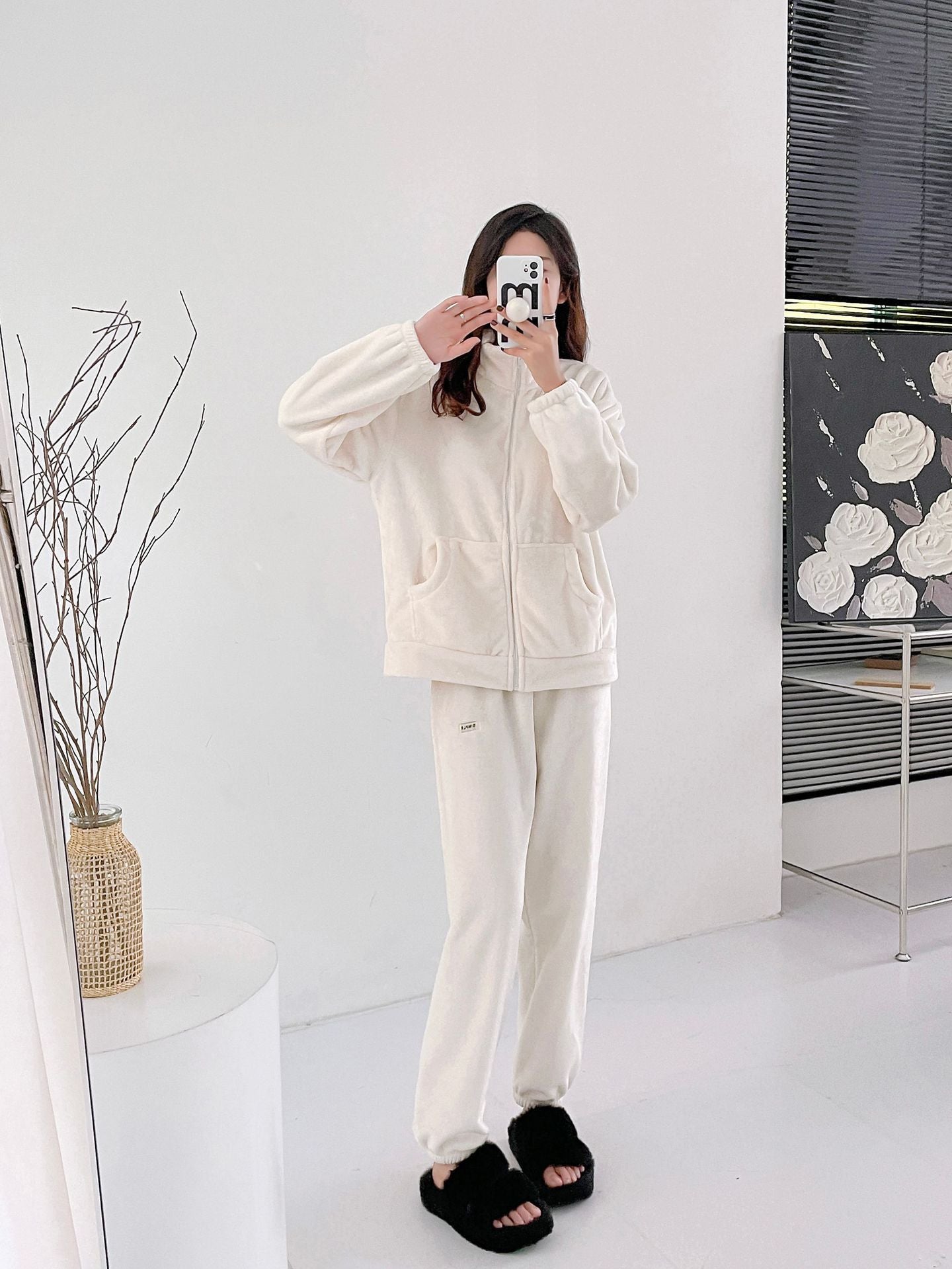 Two Piece Pajamas Coral Fleece Home Wear For Autumn & Winter