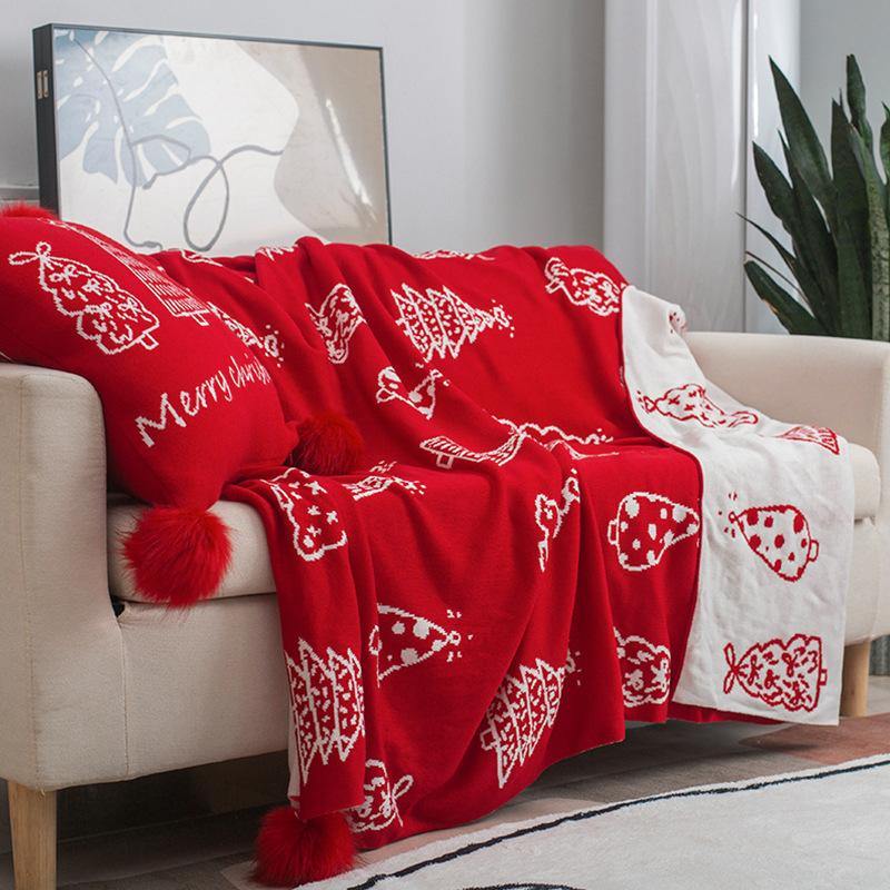 Christmas Ball Knitted Leisure Blanket Holiday Decor Blanket