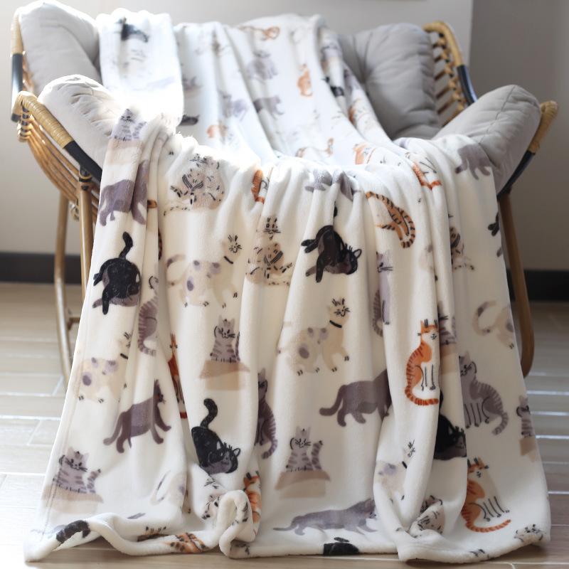 Christmas Blanket Cute Cat Flannel Blanket