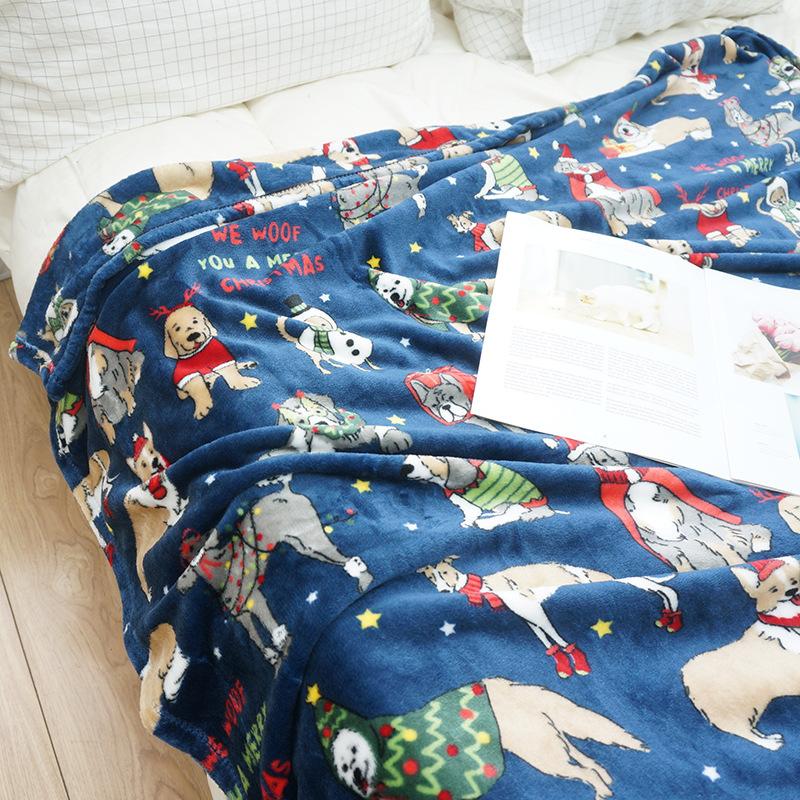 Christmas Flannel Single Layer Blanket Winter Single Warm Coral Fleece Blanket