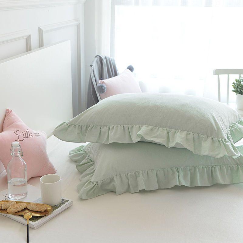 Elegear Simple Princess Ruffled Cotton Pillowcase One Set