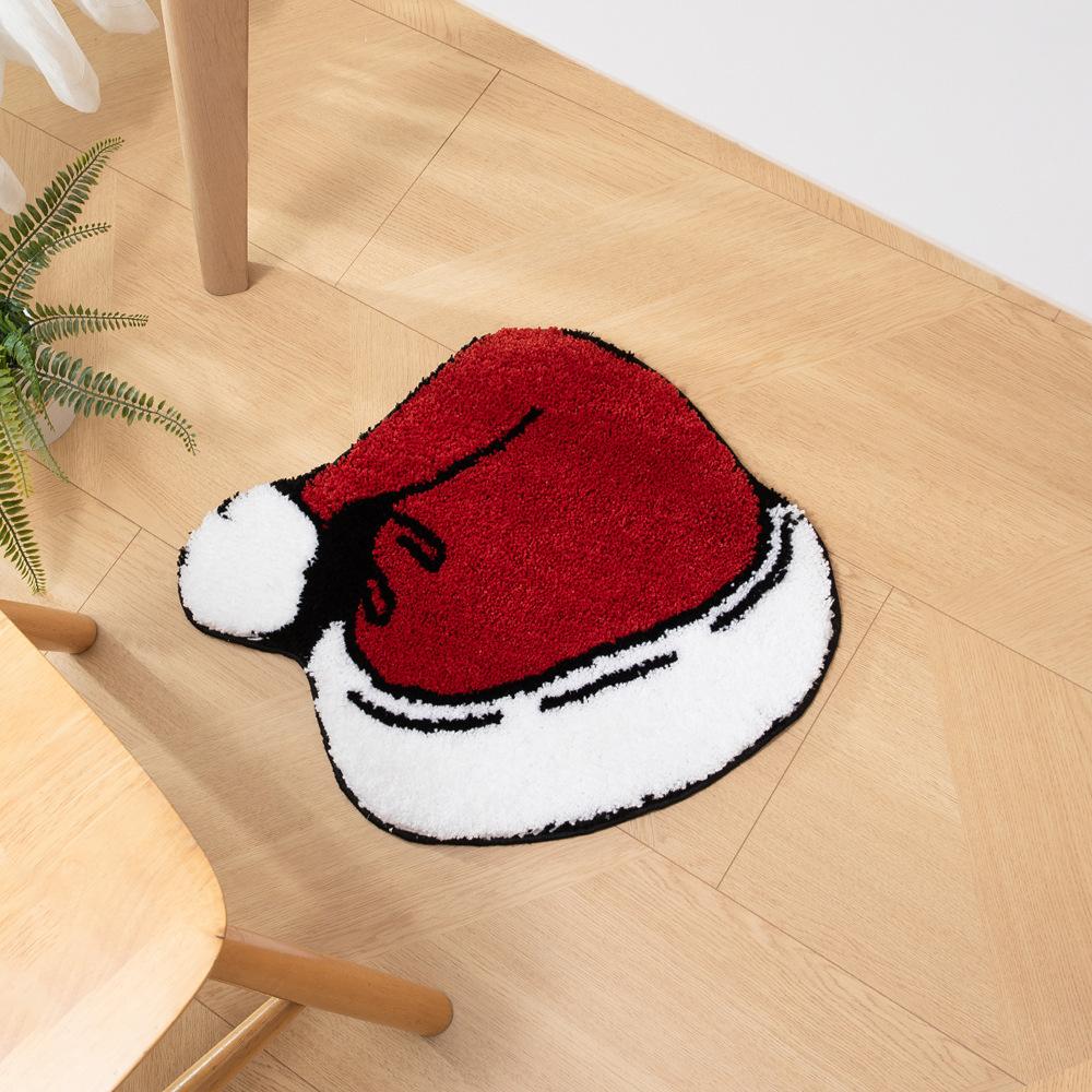 Christmas Flocking Carpet Porch Water-absorbing Non-slip Decor Carpet Bedroom Thickened Floor Mat