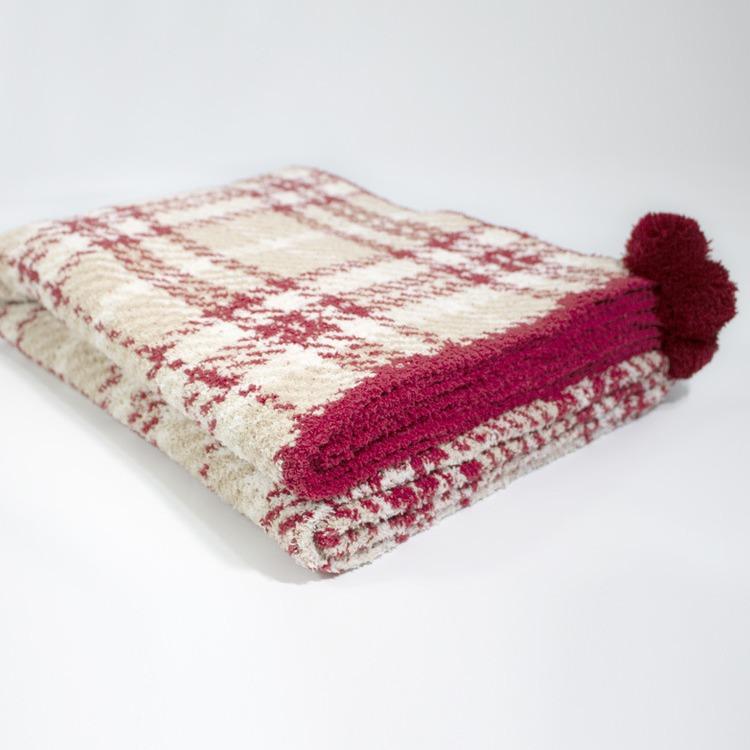 European style half-edge velvet plaid blanket red autumn and winter Christmas atmosphere blanket sofa